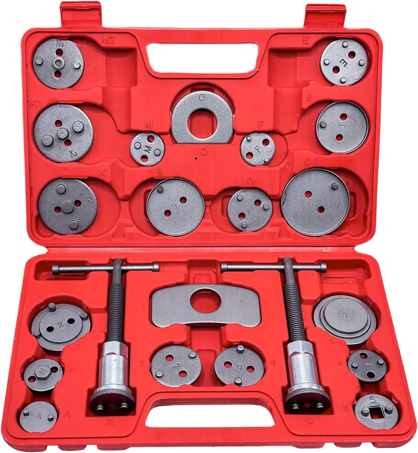 22 count  Caliper Kit  Caliper Tool Disc  Caliper Tool Kit Heavy Duty  Caliper Compression Tool with 18 Disc Adapters for  Pad Replacement Reset (Red)
