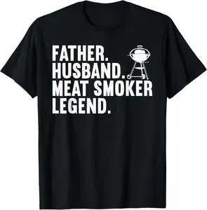Cool Meat Smoking Art For Father Husband BBQ Meat Griller T-Shirt Pure Cotton Graphic Tees Menswear Top: Gifts for Men & Women