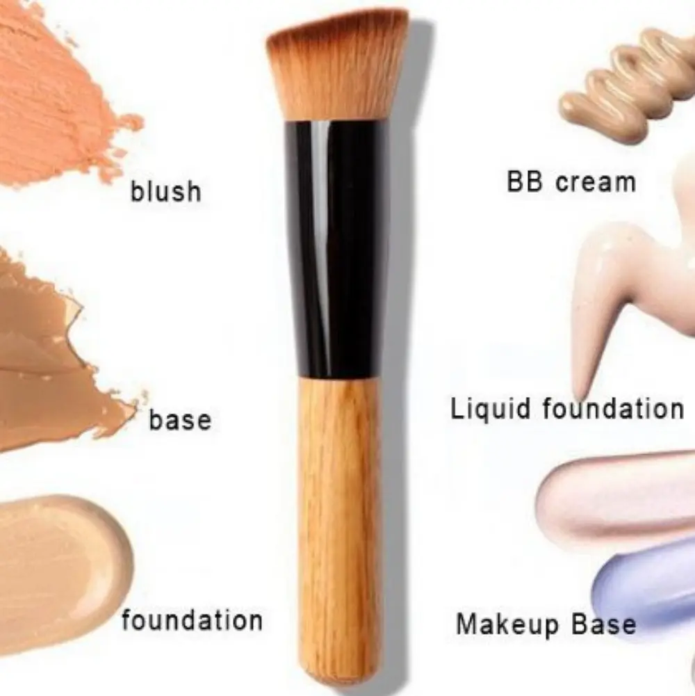 TIKA Angled Flat Buffer Brush for Liquid and Powder Foundation, Premium Face Makeup Blending Tool