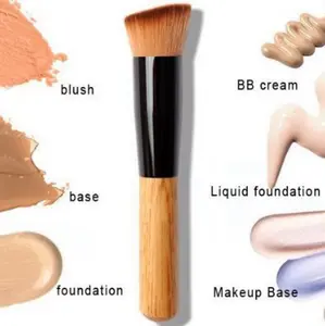 TIKA Angled Flat Buffer Brush for Liquid and Powder Foundation, Premium Face Makeup Blending Tool
