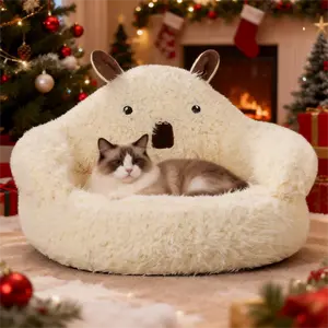 NPET Alpaca Cute Pet Bed Cat Sofa Bed For Indoor Cat Comfortable PP Cotton Three Layers Thickened With Non-slip Pad Machine Wash Support Suitable For Large Medium And Small Pets