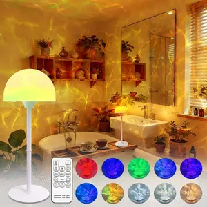 1pc Shower Lamp for Inside Shower, Home Decor Light, 16-Color Changeable Ocean Wave Projector Light, Adjustable Brightness & RGB Lighting, Rechargeable Bathroom Lamp with Touch & Remote Control, Water Ripple Light for Bathtubs, Bedrooms, And Patios
