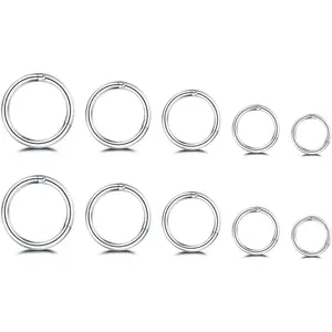 5Pairs Surgical Stainless Steel 16G Sleeper Cartilage Daith  Small Hoop Earrings Mini Septum Hinged Clicker Nose Ring Helix Tragus Piercings Unisex Fashion Huggie Hoops Set 6-14MM