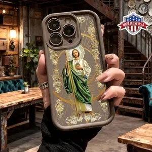 St.Jude Pattern Phone Case  Pattern Phone Case,  Soft TPU Cover for iPhone 11 12 13 14 15 16 17 Pro Max Plus Air San Judas shockproof gift holiday birthday flaunt hot girl style Advanced Fashion resistant softcase durable