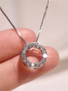 1 PC Classical Cubic Zirconia Necklace, Pendant Exquisite Chain Jewelry For Women Valentine's Day Gift Wedding Jewelry