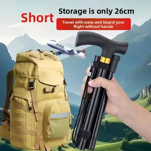 Foldable hiking stick crutches aluminum alloy telescopic cane the elderly multi-functional cane hiking stick lightweight