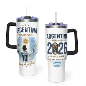 [Otaku Sip] Argentina Retro Collection Soccer Messi 2026 20oz & 40oz Tumbler With Handle – Vintage Soccer Legend Stainless Steel Travel Mug, Blue White Insulated Cup, Vacuum Thermal Drinkware, Gift For Football Fans