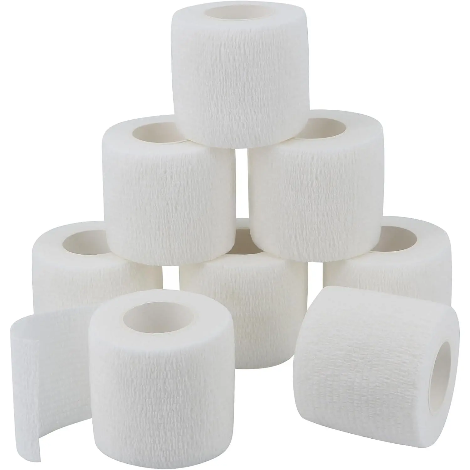 Self Adherent Wrap Bandages Self Adhering Cohesive Tape Elastic Athletic Sports Tape for Sports Sprain Swelling and Soreness on Wrist and Ankle 8PCS 2 in X 14.7 ft (White)