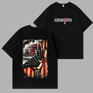 Kenworth T-shirt, Vintage Logo with USA Flag Design, Premium Cotton Blend, Unisex Fit, Ideal Gift for Proud Americans