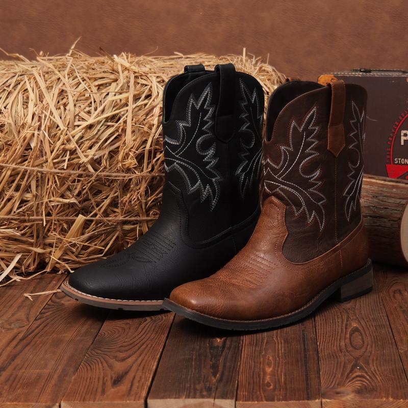【Rodeo Boots】Wranglette 2026 Men’s Western Work Boots: Brown Cowboy-Style Work Boots – Waterproof, Slip-Resistant for Ranch, Construction, Daily Wear (Rugged Durability + Classic Western Flair for Hardworking Guys)