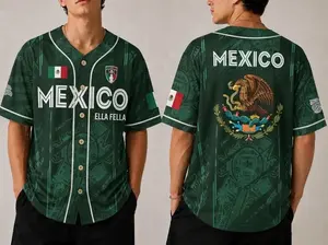 Mexico Baseball Jersey Men Women, Mexican Pride Button Up Shirt, Aztec Pattern Jersey, Mexico Flag Graphic Tee, Hispanic Heritage Gift