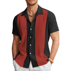 COOFANDY Men's Vintage Bowling Shirt Short Sleeve Button Down Summer Cuba Beach Shirts Vacation Style Casual Classic Collar Menswear  Top