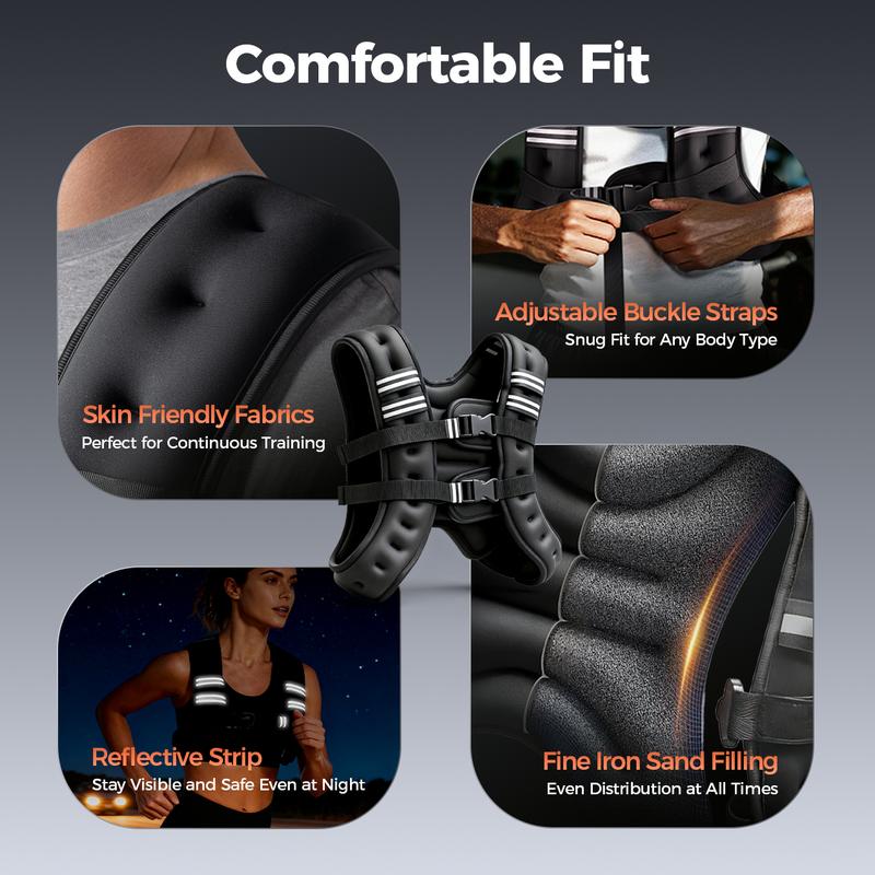 Weighted Vest for Men Women 6lbs/8lbs/12lbs/16lbs/20lbs/25lbs/30lbs Weights Strength Training Running Rucking Design with Detachable Phone Pouch Reflective Stripes Adjustable Straps Enhances Home Workouts Motivational Walking Adjustable Weighted Vest for Men Women 6lbs/8lbs/12lbs/16lbs/20lbs/25lbs/30lbs Weights Strength Training Running Rucking Design with Detachable Phone Pouch Reflective Stripes Adjustable Straps Enhances Home Workouts Motivational Walking Adjustable