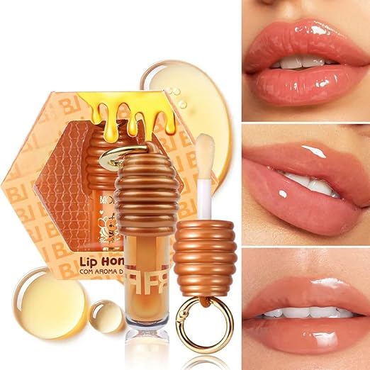 Favorreauty Lip Honey Gloss - Hydrating, Antioxidant Lip Care with Honey Aroma & Chubby Applicator, Long-Lasting Shine for Dry Lips