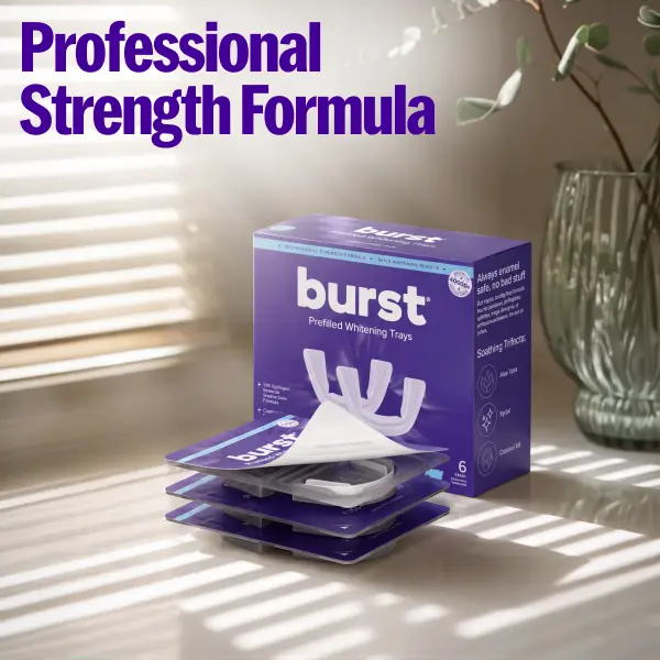 BURST Prefilled Teeth Whitening Trays for Sensitive Teeth, Advanced At-Home Dental White Trays Kit, 6 Trays, 3 Treatments, Visibly Whiter Teeth After One Use