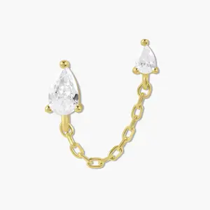Swagy Chic Mini Marquise Double Piercing Earrings - Marquise Shape, Post Backs, Secure-Fit Stacking Pair Costume Jewelry
