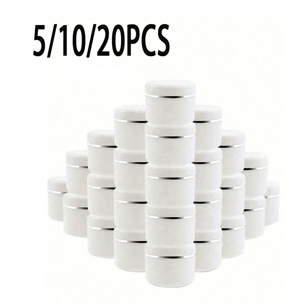 Refillable Cosmetic Jars, 20/10/5 Pack, 20/30/50g Plastic, Lightweight, Dome Lid, Travel & Makeup Storage, Empty Cream Lipstick Lotion Container