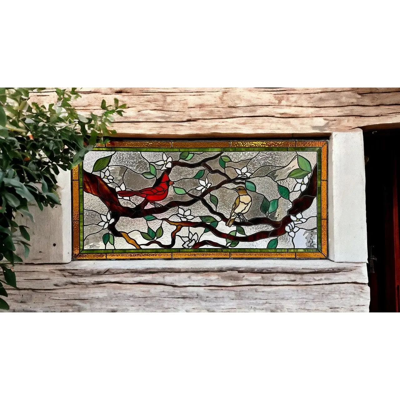 Stained Glass Window Panel - P-301 Birds among Branches