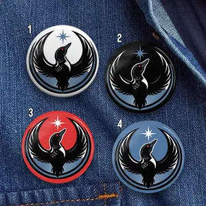 Minnesota Rebel Loon Pin, Laser Loon Button, MN State Flag Meme, Galactic Bird Badge Pinback, North Star Lapel Backpack, Funny Twin Cities