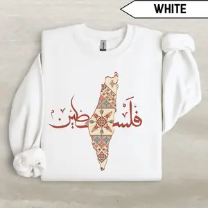 Palestine Women's Sweatshirt, Free Palestine Independence Crewneck - Cotton, Pullover Womenswear Casual