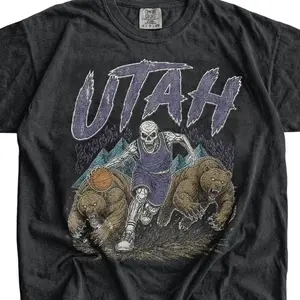 Utah Basketball Skeleton Vintage Shirt, Gift For Utah Fan Basketball, Game Day Unisex Comfort Colors