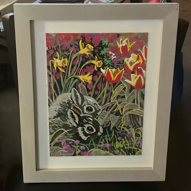 Bunny Painting, Wall Art Decor for Living Room, High-Quality Canvas Print