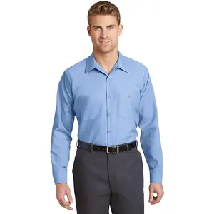 Red Kap Men's Industrial Work Shirt, Regular Fit, Long Sleeve, Light Blue, Large