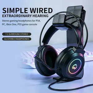 Stereo gaming headphones for PS4, PC, Xbox One, PS5 game console, PC and laptop, headphones with microphone, LED lights, 7.1 surround stereo,wired headphones, RGB lighting, USB-A, high-resolution studio monitoring/mixing/DJ stereo headphones Dual Bt Audio