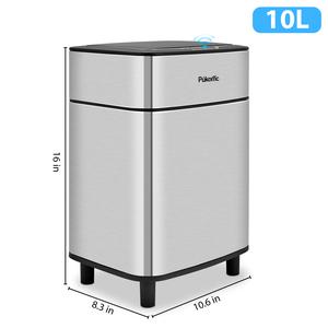 Pukomc 2.7Gal Rectangle Smart Sensor Trash Can - Touchless Auto-Open Stainless Steel Bin, Kitchen Garbage Can for Household Use