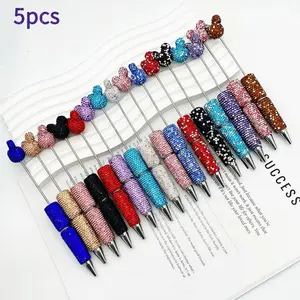 5pcs creative big-head full-diamond beaded pens, DIY hand-decorated diamond ballpoint pens, party and festival gift pens, office writing supplies, and study stationery, Cute Pen, Aesthetic Pens