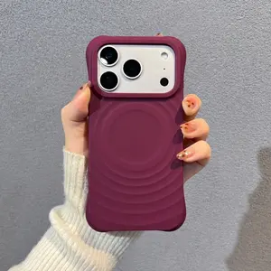 MagSafe Wave Silicone Protective Case Cover for iPhone 17 16 Pro Max | Integrated Buttons, Heavy-Duty Shockproof (20 Colors)
