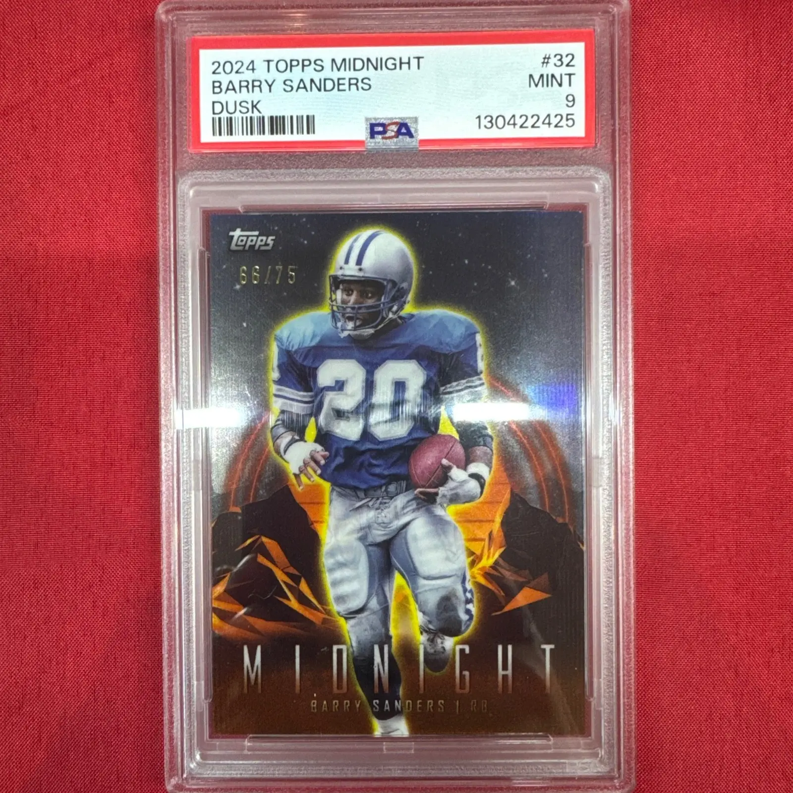 2024 Topps Midnight Dusk - Barry Sanders #66/75 - PSA Gem Mint 9 - Football Slab