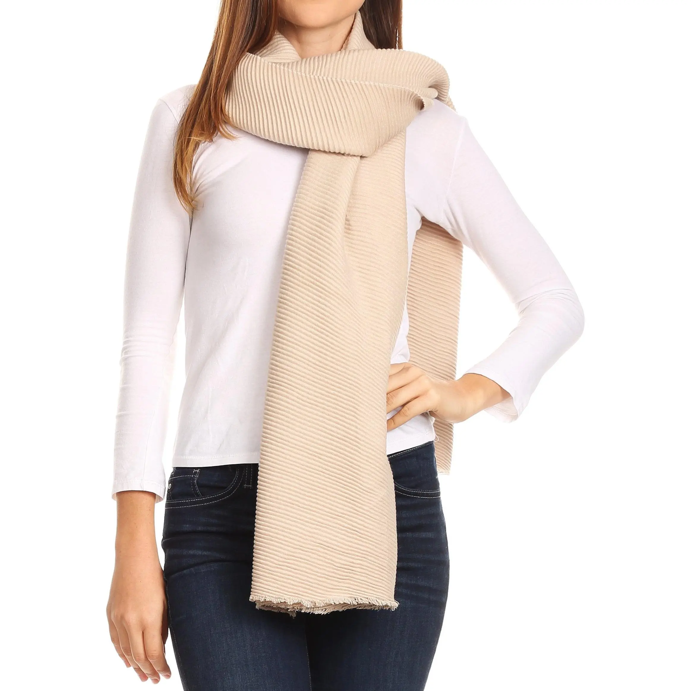 Sakkas Cara Pleated Crinkle Soft and Warm Shawl/ Wrap/ Stole