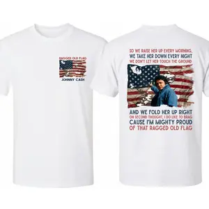 Johnny Cash 4th of July Tee, Ragged Old Flag T-Shirt, Legend of Country Music Shirt, American Independence Day Apparel, MADE IN USA