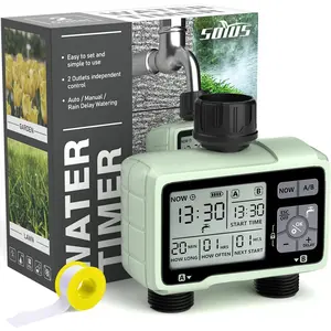 Programmable Outdoor Garden Hose Timer with Rain Delay/Manual/Automatic Watering System,  Digital Irrigation Timer for Lawns, Yard and Pool, 2 Outlet