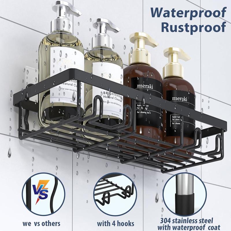 2026 New Year Gift Plan,5 Pack 5-Pack 2-in-1 Bathroom & Kitchen Storage Set-Strong Rack Shelf for Inside Shower Adhesive Bathroom Wall & Kitchen Storage Basket Rustproof Stainless Steel Shampoo Holder Bathroom Accessory Decor Set Black&Pink,New Year Gift