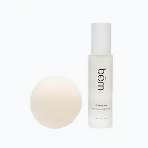 PREP & GLOW Skin Care Ritual Duo with Konjac Facial Sponge and Daybeam Vitamin C Serum for Soft Luminous Skin