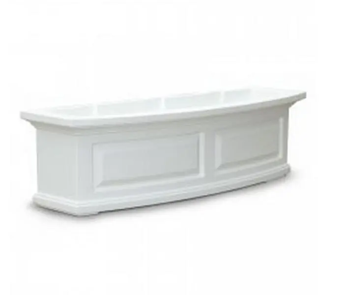 212 MAIN Mayne 4830W Nantucket 3 ft. Bow-Fronted Double-Wall Window Box - White Garden Planter, Outdoor Planting Box with Overflow Drain, Easy Setup, Outdoor Planting Boxes