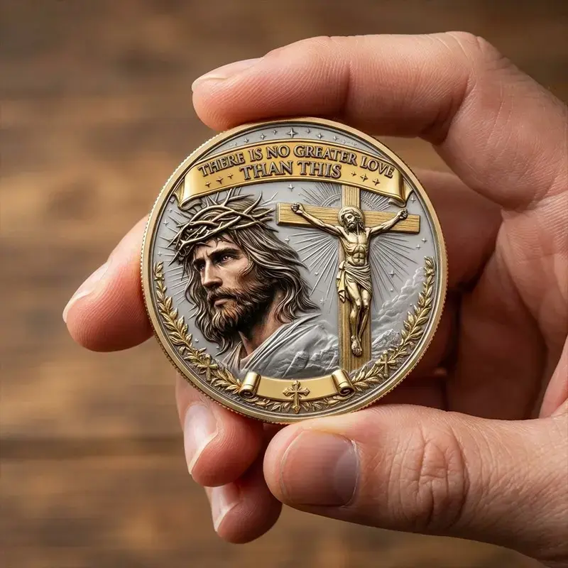 Resurrection Coin Replica, Collectible Religious Memorial Coin for Christians, Church History Souvenir and Easter Gift, Religious Collectibles