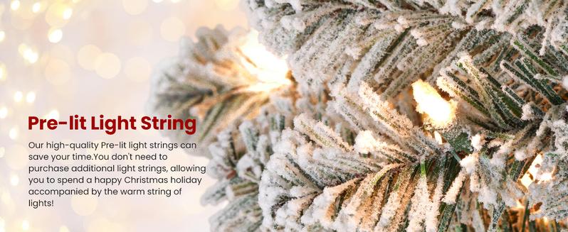 SHareconn 2025 4/ 5/ 6/ 7.5/ 9FT Pre-lit Snow Flocked Slim Christmas Tree with Warm White Lights & Dense Snow Flocked Branches, Ideal Pencil Tree Decoration SHareconn 2025 4/ 5/ 6/ 7.5/ 9FT Pre-lit Snow Flocked Slim Christmas Tree with Warm White Lights & Dense Snow Flocked Branches, Ideal Pencil Tree Decoration