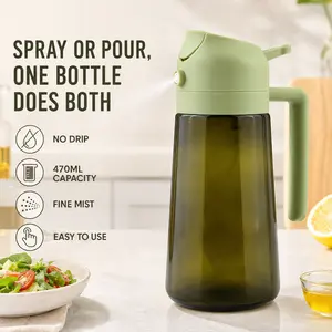 2-in-1 Oil Sprayer and Dispenser, 470ml No-Drip Olive Oil Spray Bottle for Cooking, Air Fryer, Salad & BBQ