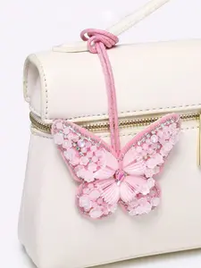 Personalized Valentine's Day holiday bag pendant, Sparkly bag charm, Charms for bags, with contrasting colored bead butterfly pattern pendant, exquisite and mini, versatile for daily use, suitable for matching with daily bags and clothing, Purse Charm
