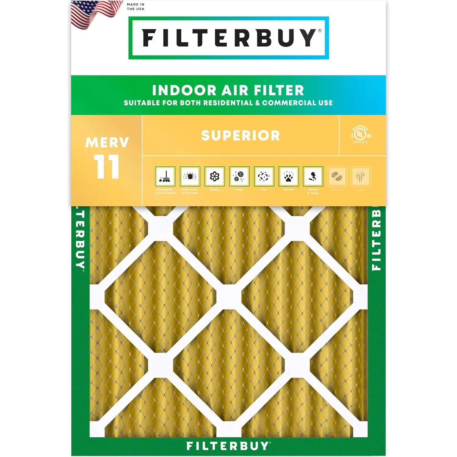 Filterbuy 24x30x2 Rectangular HVAC AC Furnace Air Filter (1-Pack) - MERV 11 Rating, Polypropylene Synthetic Mesh, Electrostatic Allergen Defense, Eco-Friendly Aircon Accessories Replacement Parts (Actual Size:23.5x29.5x1.75in), Household Appliances