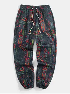 Men's Ethnic Pattern Drawstring Waist Pants, Casual Comfy Trousers for Summer, Fashion Men's Bottoms for Daily Wear, Graphic Pants, Bohemian Trousers