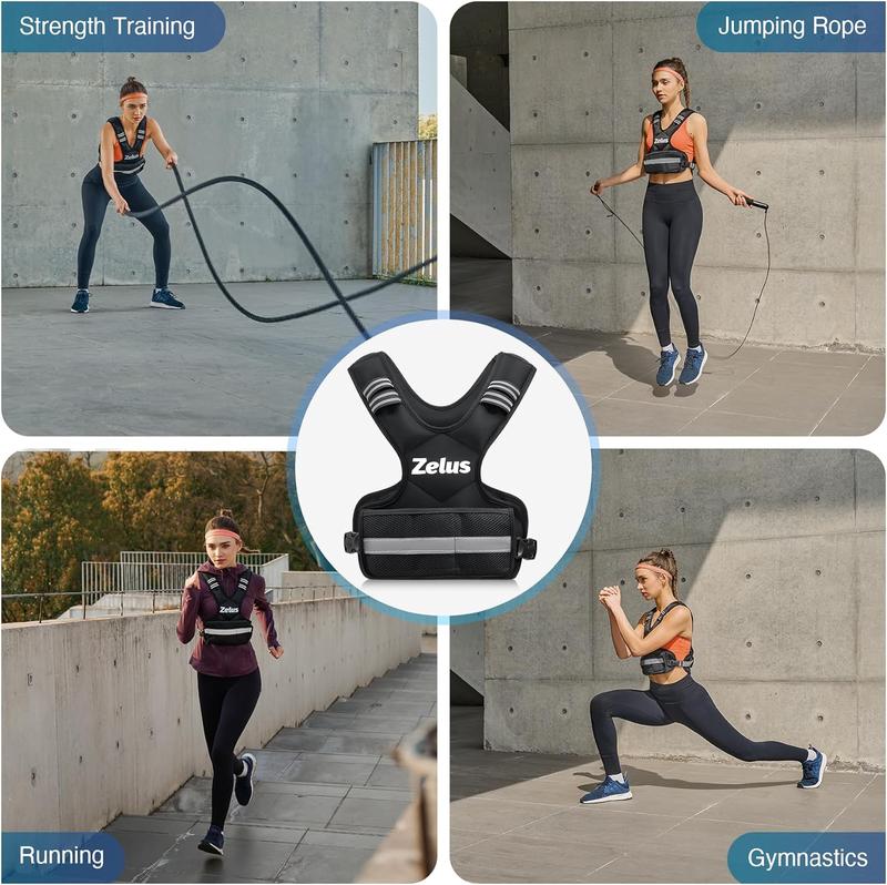 【Holiday Haul】ZELUS Weighted Vests, 4-10lbs/11-20lbs/20-32lbs Adjustable Workout Weighted Vest with 6 Ironsand Weights for Men&Women: Motivational Walking, Running,Rucking,Strength Training