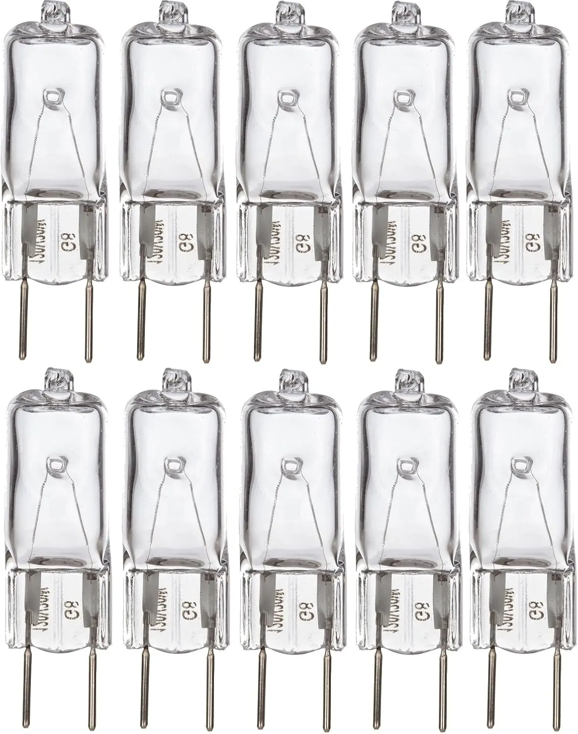 Halon Light Bulb G8 T4 50W JCD Bi-Pin 120V, 2700K, 10 Pack| Lonr 1.7" Length for Kitchen Hood, Landscape Lights, Desk and Floor Lamps, Wall Sconces, Dimmable, Warm White