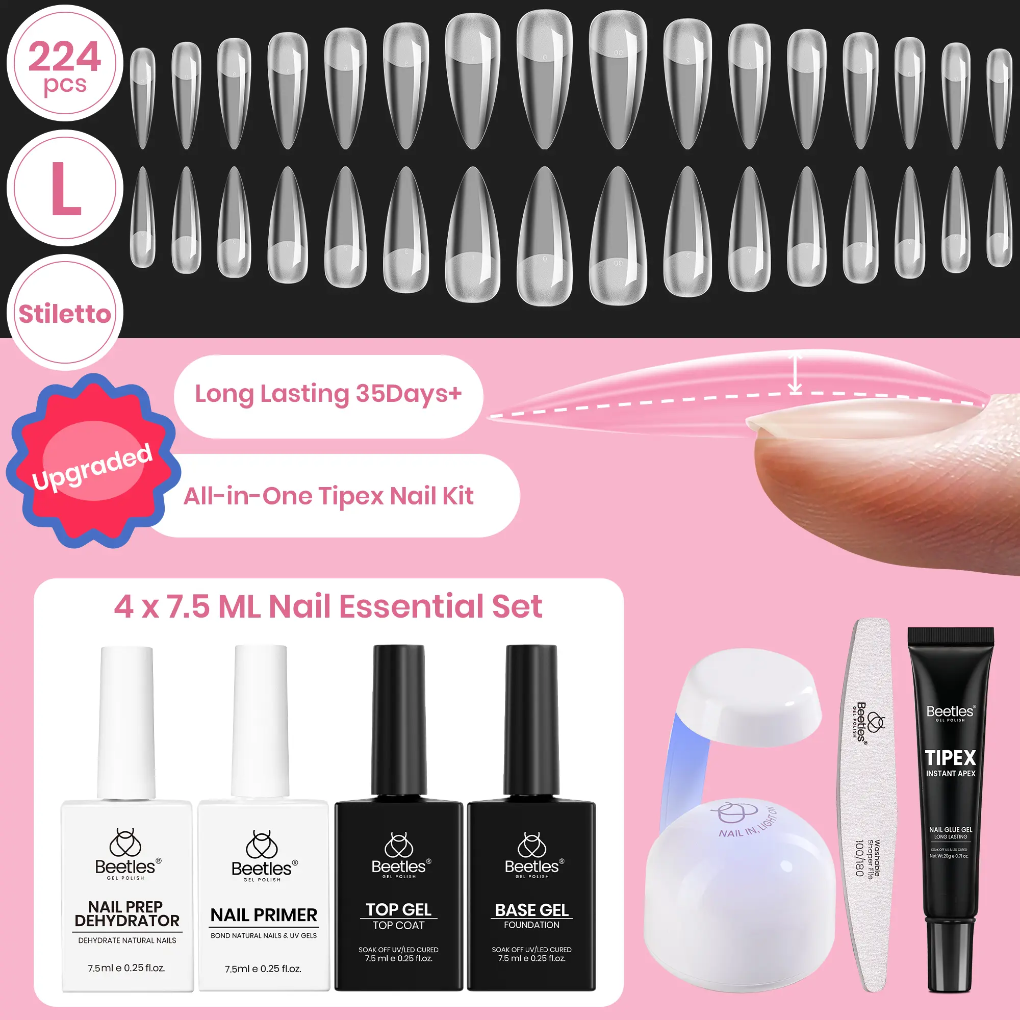 224PCS Long Stiletto All in One Kit