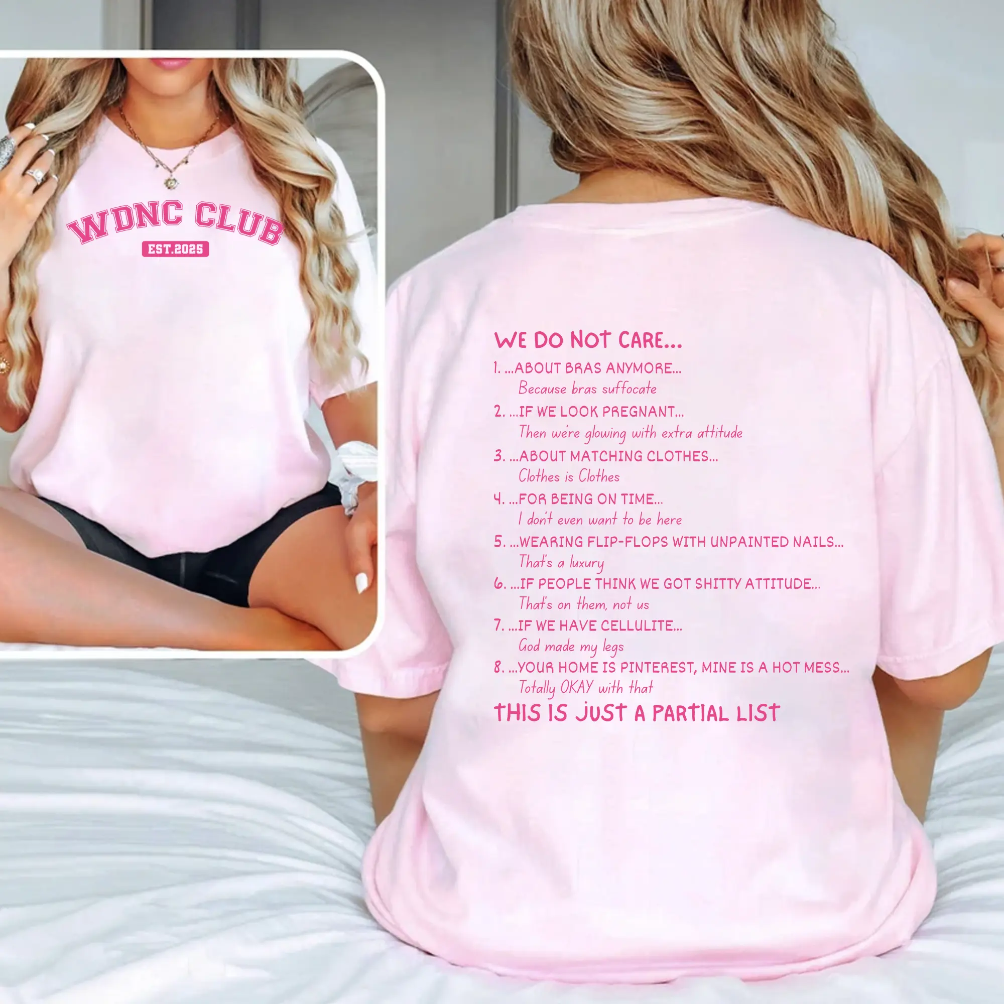 2-sided We Do Not Care Club Shirt, Proud Member Of WDNC Club T-Shirt,  Perimenopause Shirt,  Full Colors, Full Sizes, For Men, For Women