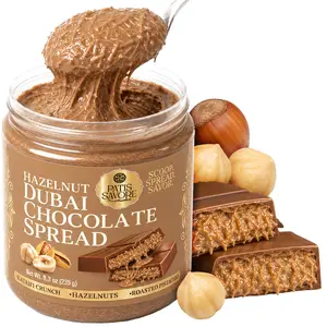 Dubai Chocolate Spread with Hazelnut Pieces | 8.3 oz Luxury Middle Eastern Chocolate Cream – Rich, Creamy Dessert Spread Jar with Crunchy Hazelnuts | TikTok