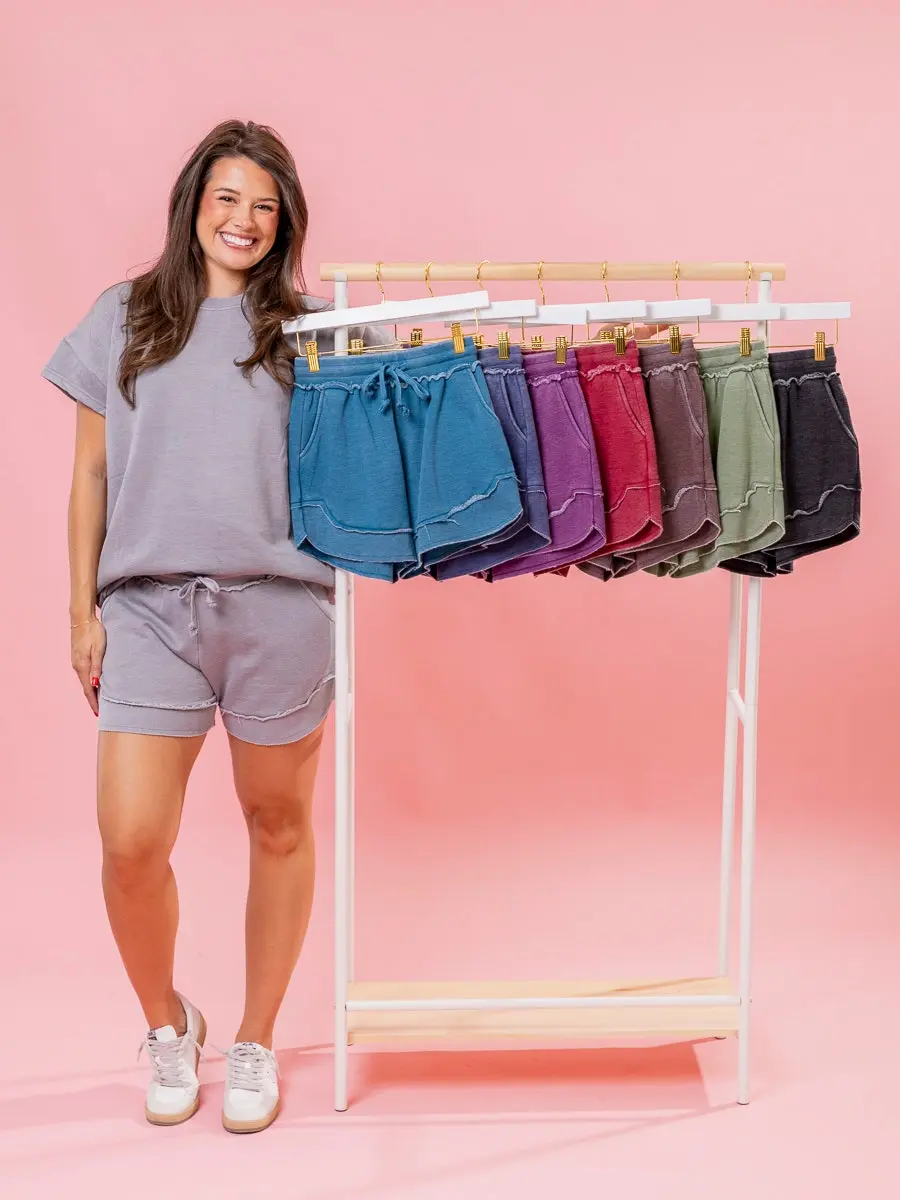 Lived In Curved Hem Drawstring Shorts by DD Design | S -3XL